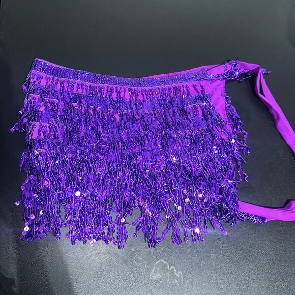Sexy wrap purple sequin mini skirt - Picture 2 of 5